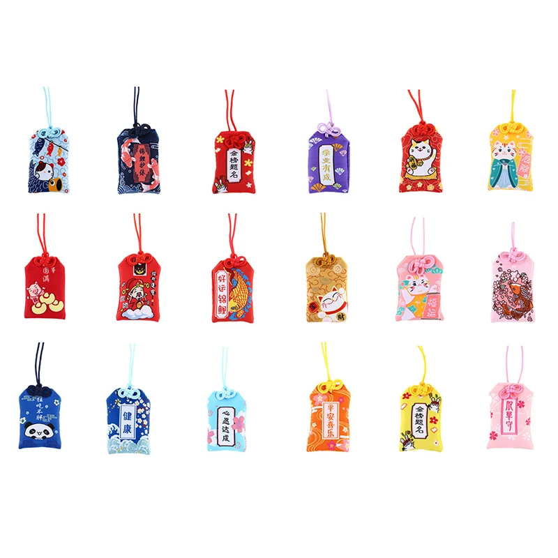 Japanese Prayer Omamori Pray Fortune Beauty Health Safety Lucky Charms Wealth Bag Guard Talisman Pendant Keychain Couple Gift