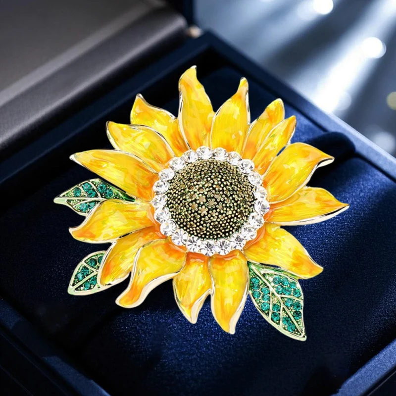 

Dlicate Teachers' Day Gifts High-end Handmade Enamel Sunflower Brooches Exaggerated Classic Flower Pin Men's and Women's Corsage