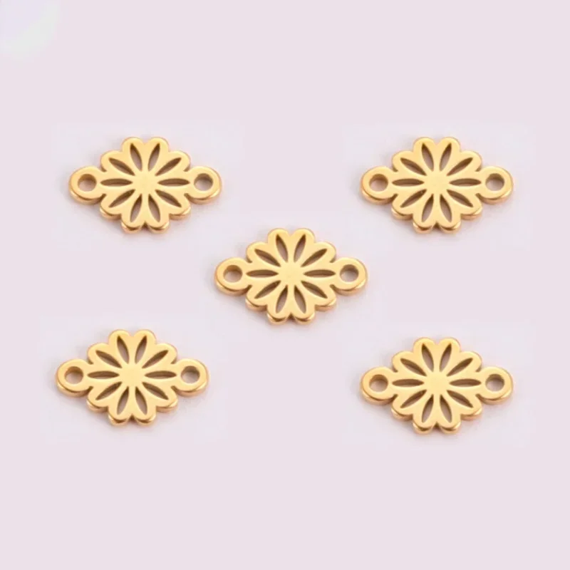 WZNB 5Pcs Flowers Charms Stainless Steel Daisy Pendant Connector for Jewelry Making Handmade Earrings Necklace Diy Accessories