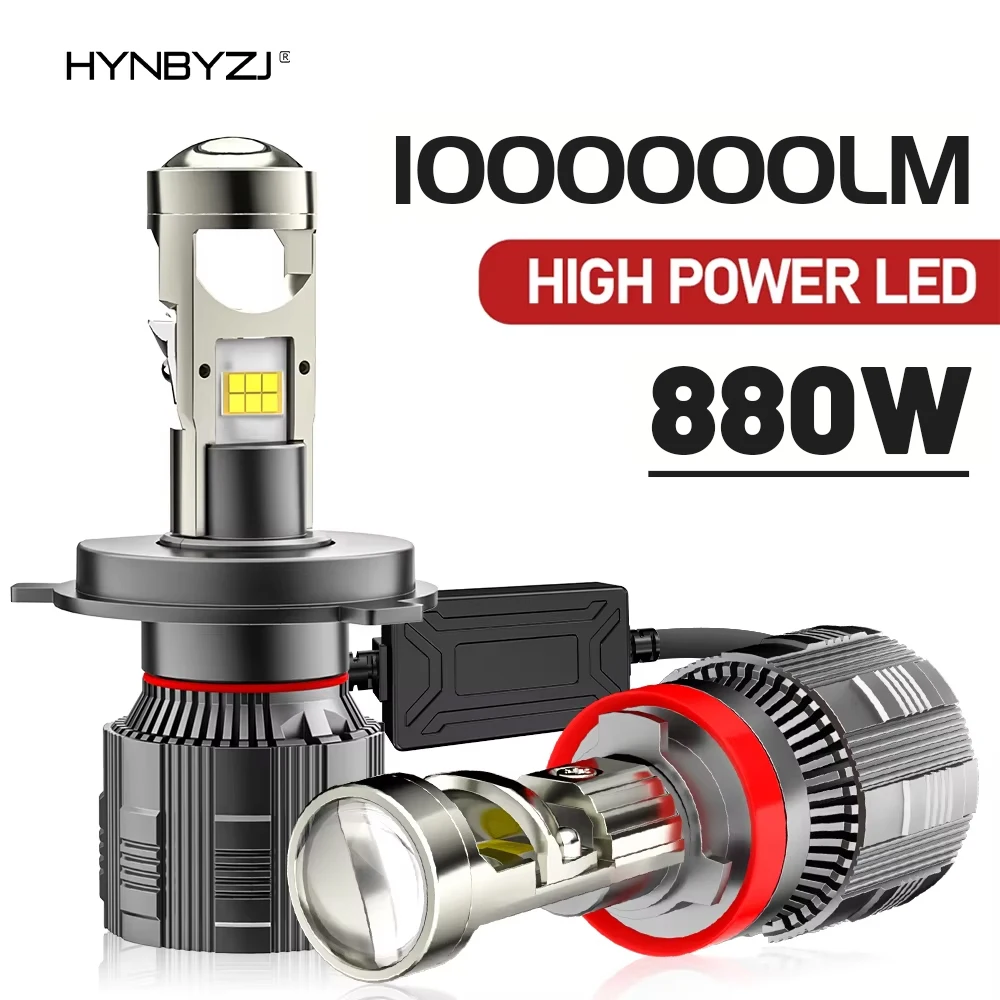 HYNBYZJ 880W 1000000LM led Bulb HB3 H4 H7 Led Projector Lens H11 9005 9006 HB4 Car Headlight Canbus Lampa 6000K Mini Fog Lamp