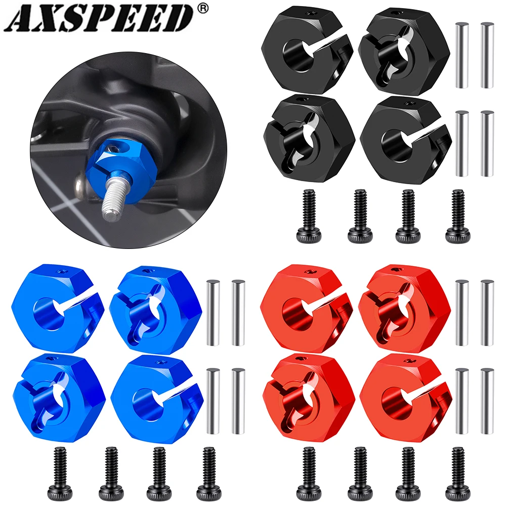 AXSPEED 4Pcs Alu Alloy Wheel Hex Adapters for T-raxxas 1/10 Rustler Slash Stampede Ford RC Crawler Car Upgrade Parts