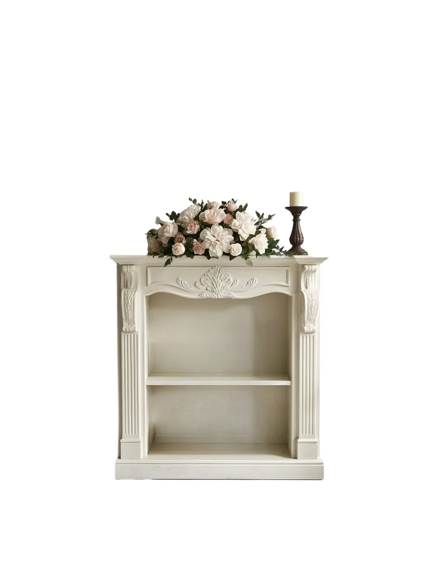 Cabinet French Retro  Decorative Cabinet Living Room Solid Wood Rack Display Cabinet Locker