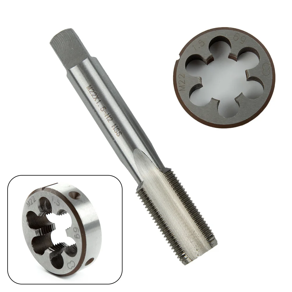 M22*1.5mm Tap & M22*1.5mm Die Metric Thread Right Hand High Speed Steel Tap And Die Set Woodworking Milling Machine Tool