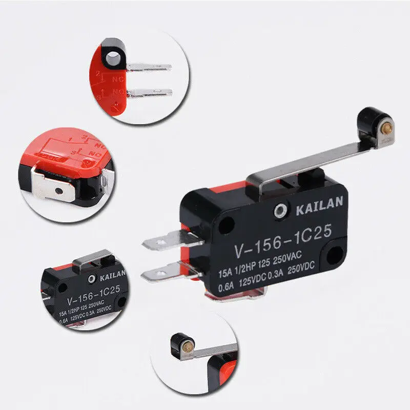 Small travel limit micro switch V-156-1C25 with long wheel limit switch silver touchpoint