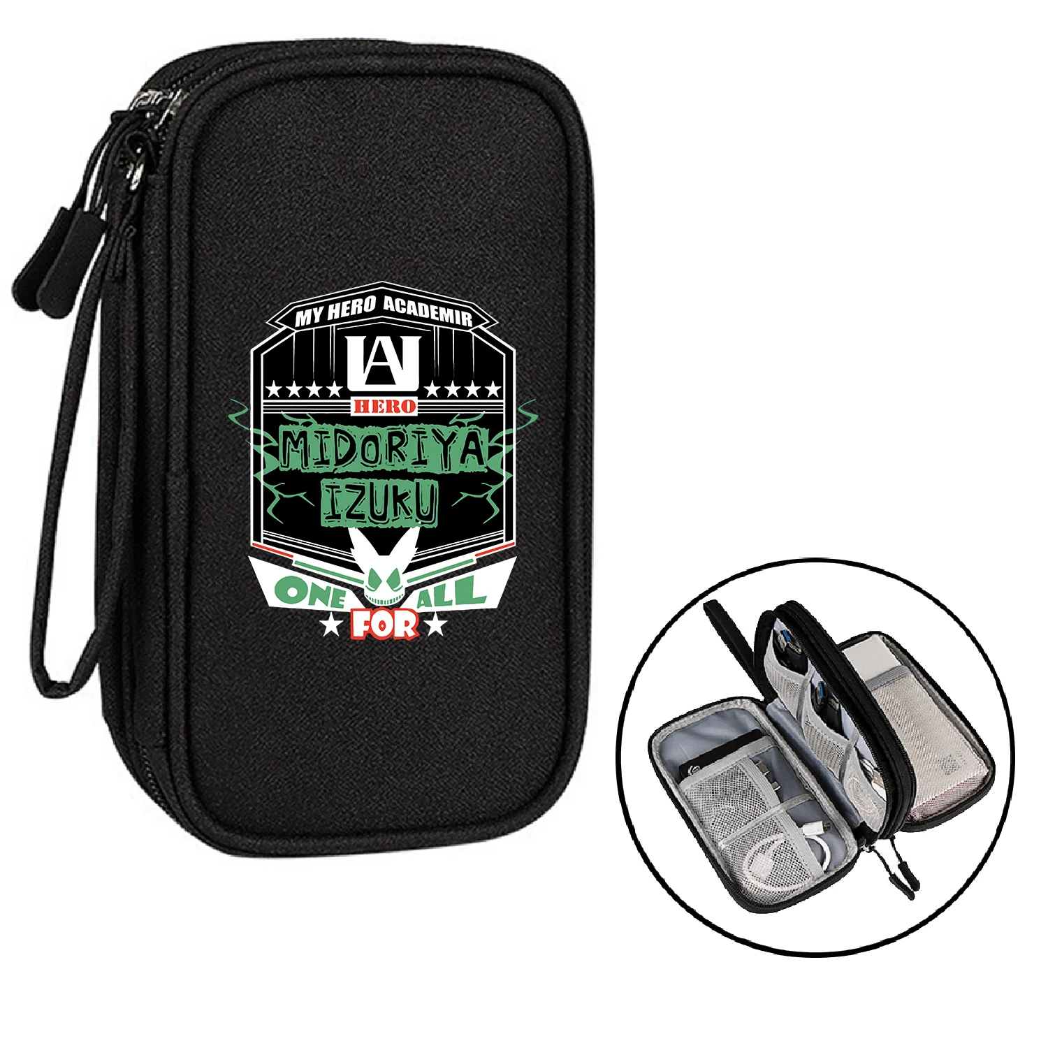 Anime MHA Cartoon Pinting Digital Accessories Storage Bag for Power Bank USB Flash Hard Disk Ukey Shield Headphone Data Cable