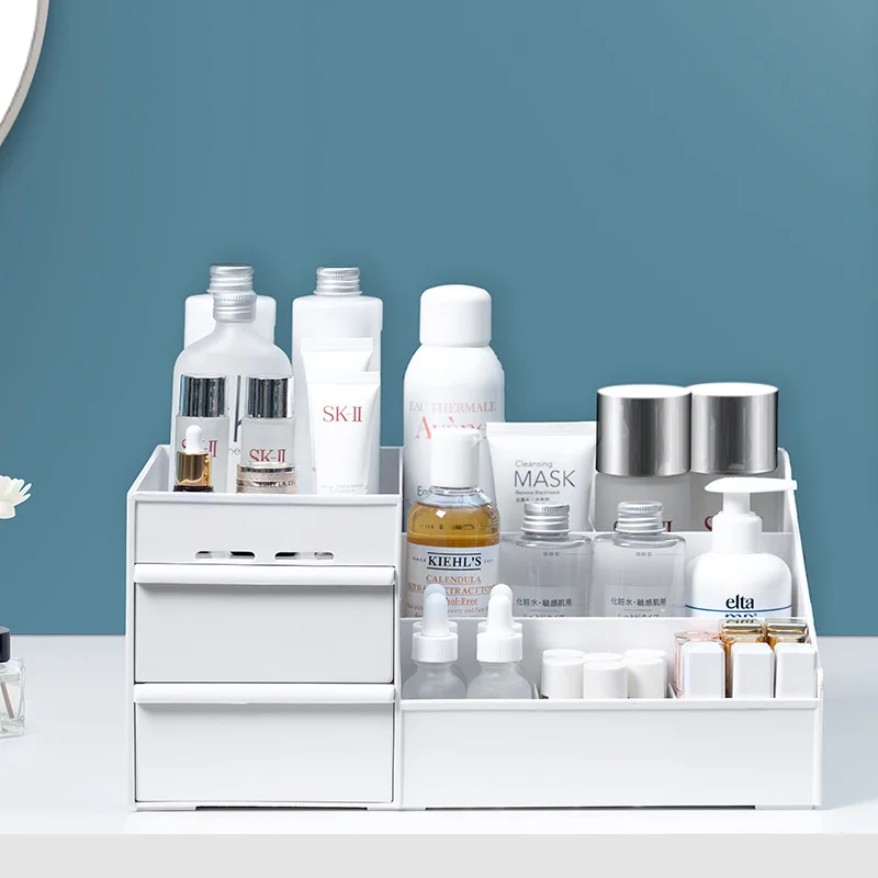Hot Selling Women Beauty Makeup Vanity Box Cosmetic Storage Plastic Organizer With Drawer
