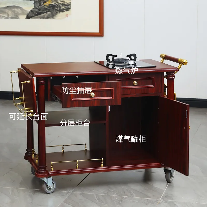 High-end cooking cart Hand-pushed mobile abalone cart Hotel restaurant Lobby private room On-site heating Cooking hall Car