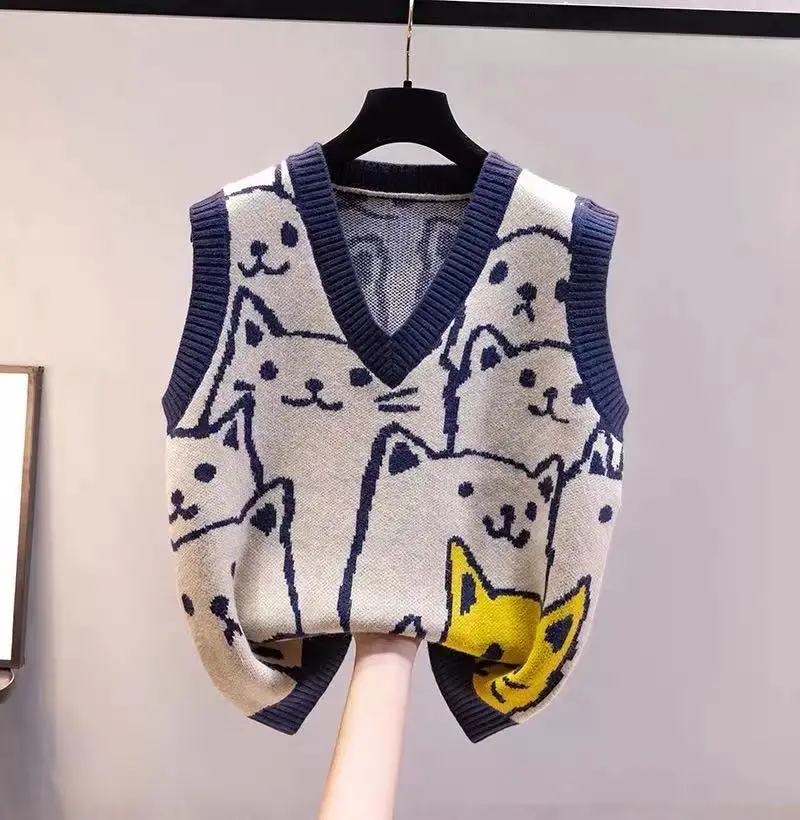 

Женский вязаный жилет-свитер с V-образным вырезом, стандартной длины, без пуговиц, для повседневной носки, осенняя коллекция, для возраста 8-24 лет