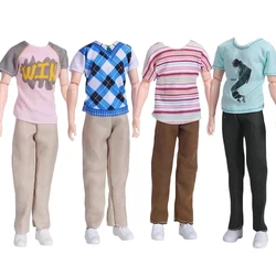 Handmade 4 Tops e 4 Calças para Ken Doll, Roupa Diária, Brinquedos DIY Acessórios, Nova Chegada, 8 Itens, 30cm