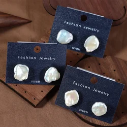 11-12mm Irregular Flower Baroque Pearl Earrings for Women Jewelry 925 Sterling Silver Natural Freshwater Pearl Ear Stud Earrings