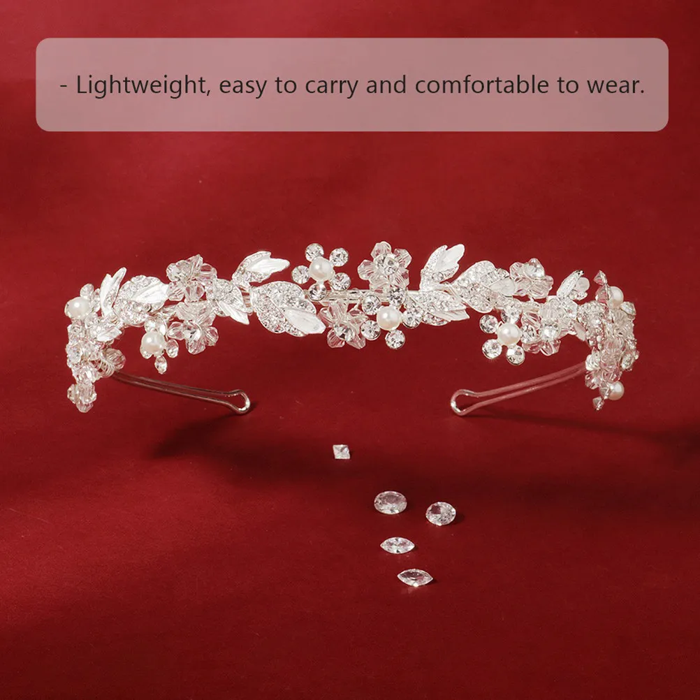 1Pcs Crystal Floral Headband Alloy Material Fine Workmanship Beautiful Appearance Women Headdress for Bridal Shower Party Event