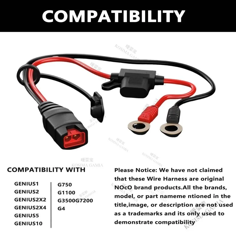 Waterproof Silicone Car Charging Cable 1/2PCS M10/M6 Plug Fast Charging Connector Compatible With NOCO GC008X Connect Cable