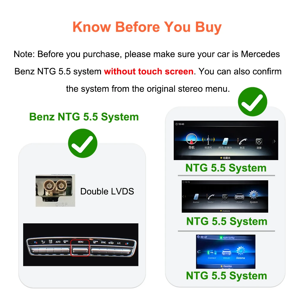 Bonroad Wireless Carplay Android Auto Interface For Mercedes Benz C E S Class W222 W206 W213 W212 NTG 5.5 System Airplay Module – Detail 3