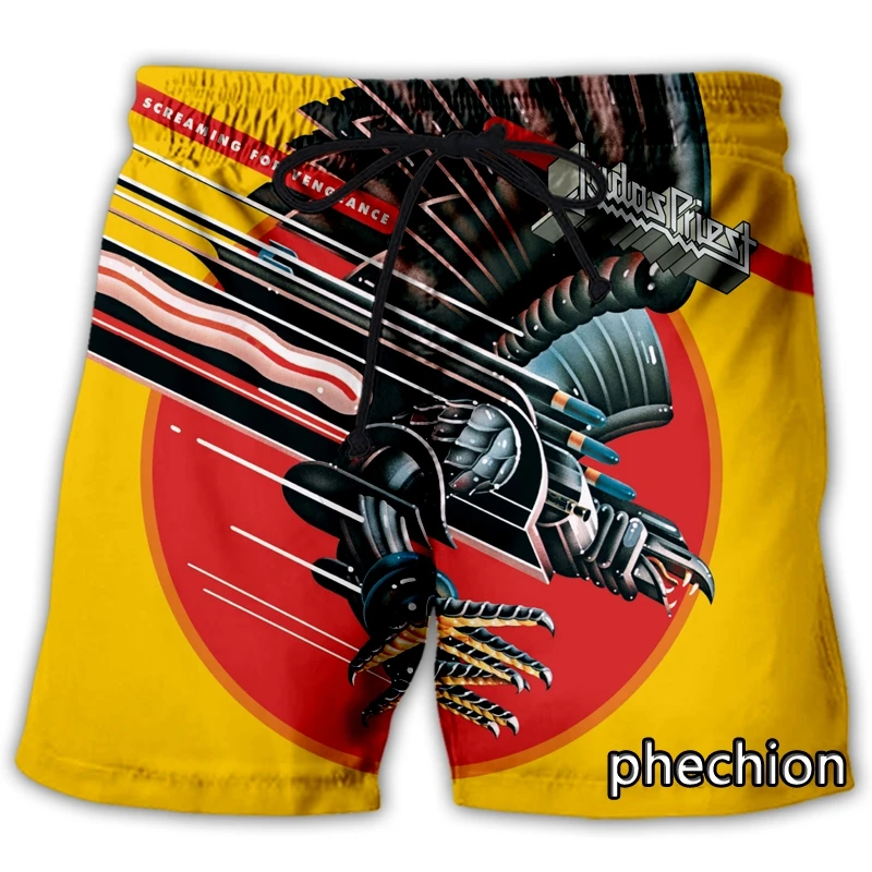 

phechion New Fashion Men/Women Judas Priest Rock Band 3D Print Casual Shorts Novelty Streetwear Men Loose Sporting Shorts L55