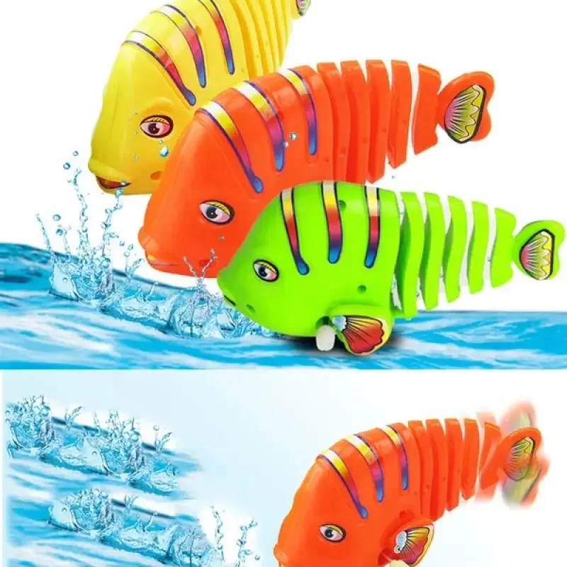 

1pc Plastic Wind-Up Wiggle Fish Toys Running Clockwork Classic Toy Newborn Spring Toy Toys for Children random color