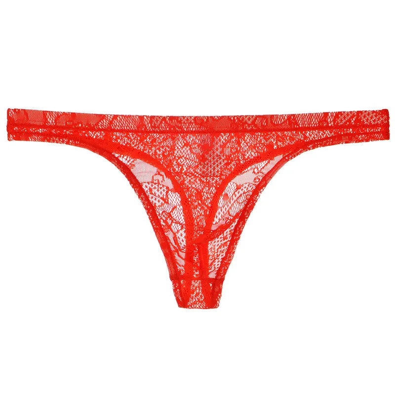 Men\'s Sexy Thongs G String Lace Floral Mesh Transparent Underwear Ultra-Thin Panties Sexy Temptation Breathable Underpants