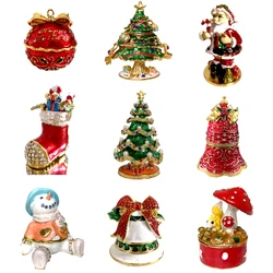 15 Christmas Theme Trinket Box Vintage Metal Crystal Jewelry Storage Case Wedding Ring Holders Home Table Decor Mystery Box Gift