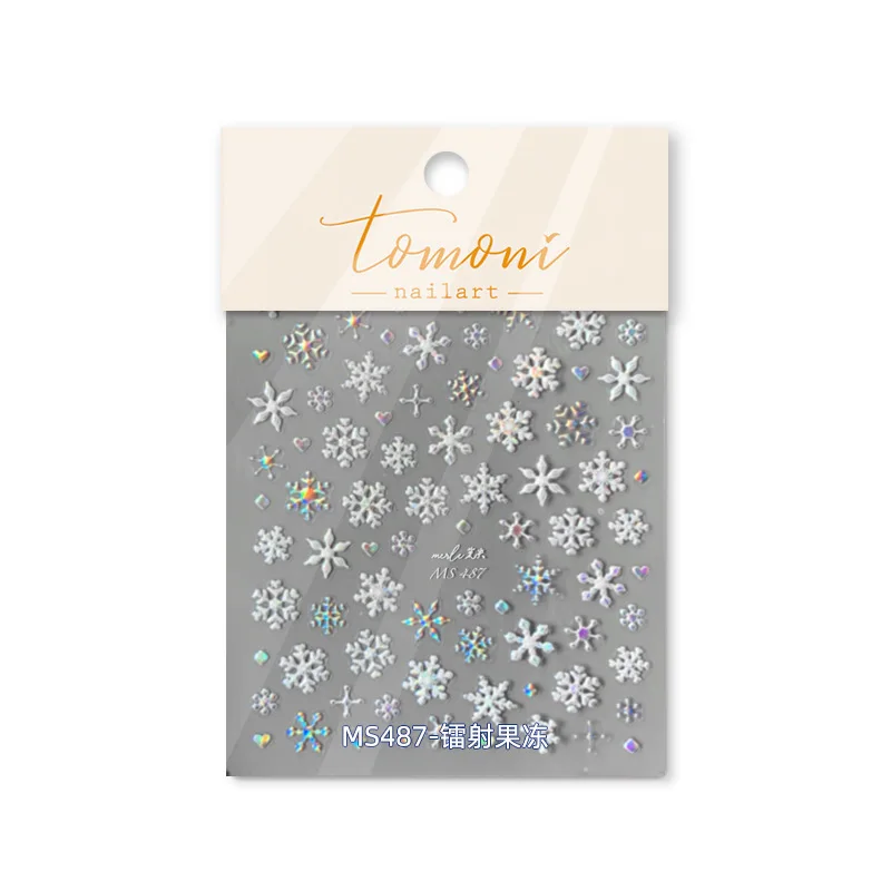 Autocollants adhésifs en forme de flocon de neige brillant pour manucure, accessoire pour nail art, couleur or et argent