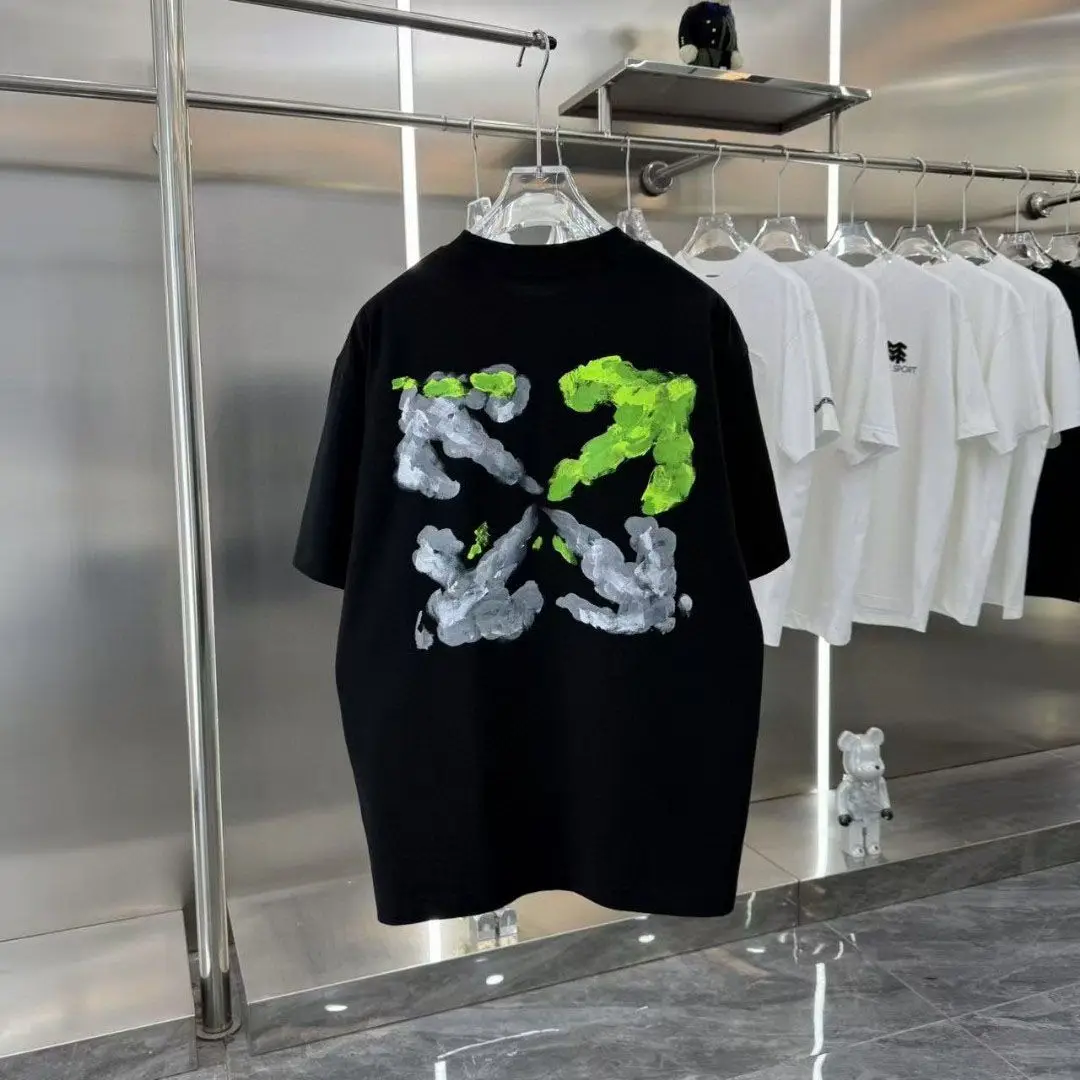 

High-quality trendy brand summer new pure cotton short-sleeved hand-painted arrow print women's loose and versatile t-shirt top