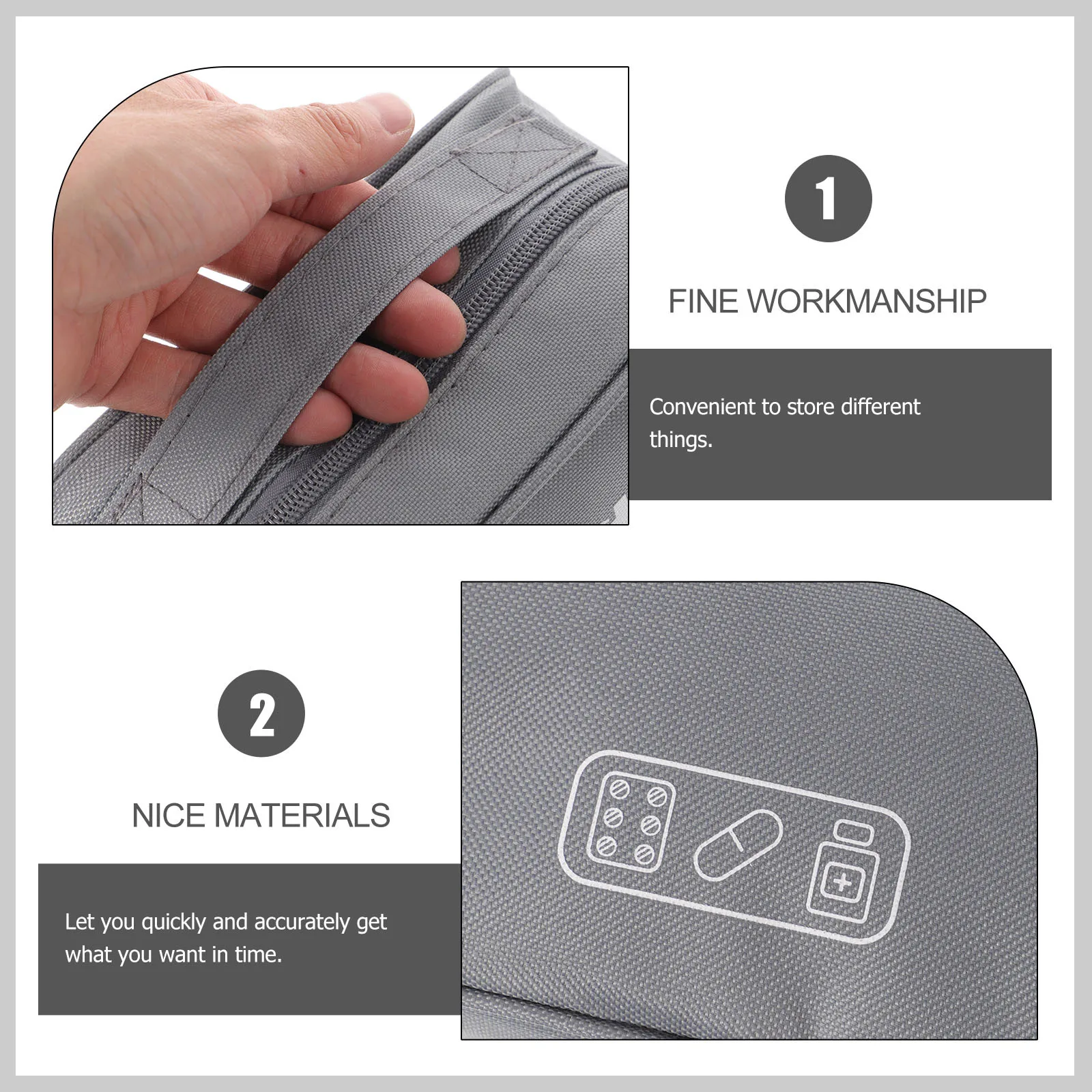 

Extra Large Medicine Bag Zipper First Aid Pouch Travel Nursing Bag Portable Container for Pills Bandage Tape Plasters Outdoor