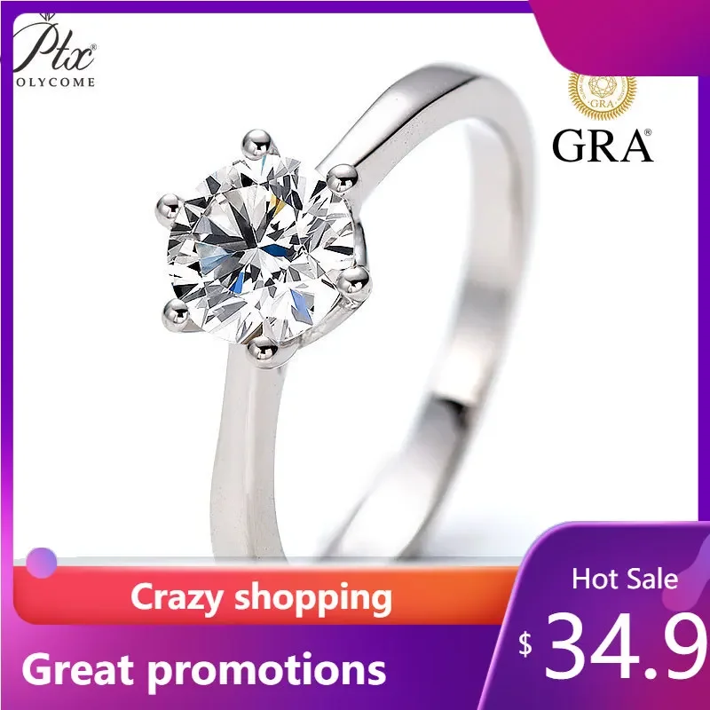 

PTX GRA Certified 1CT S925 Moissanite Ring VVS1 Lab Diamonds Couple Ring for Women Engagement Promise Wedding Band Jewelry