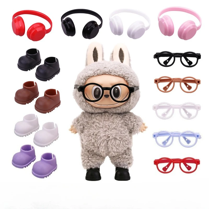 Costume da bambola Labubu e set di accessori Mini occhiali Scarpe Cuffie V1 V2 V3 Accessori Regali fai da te per bambini
