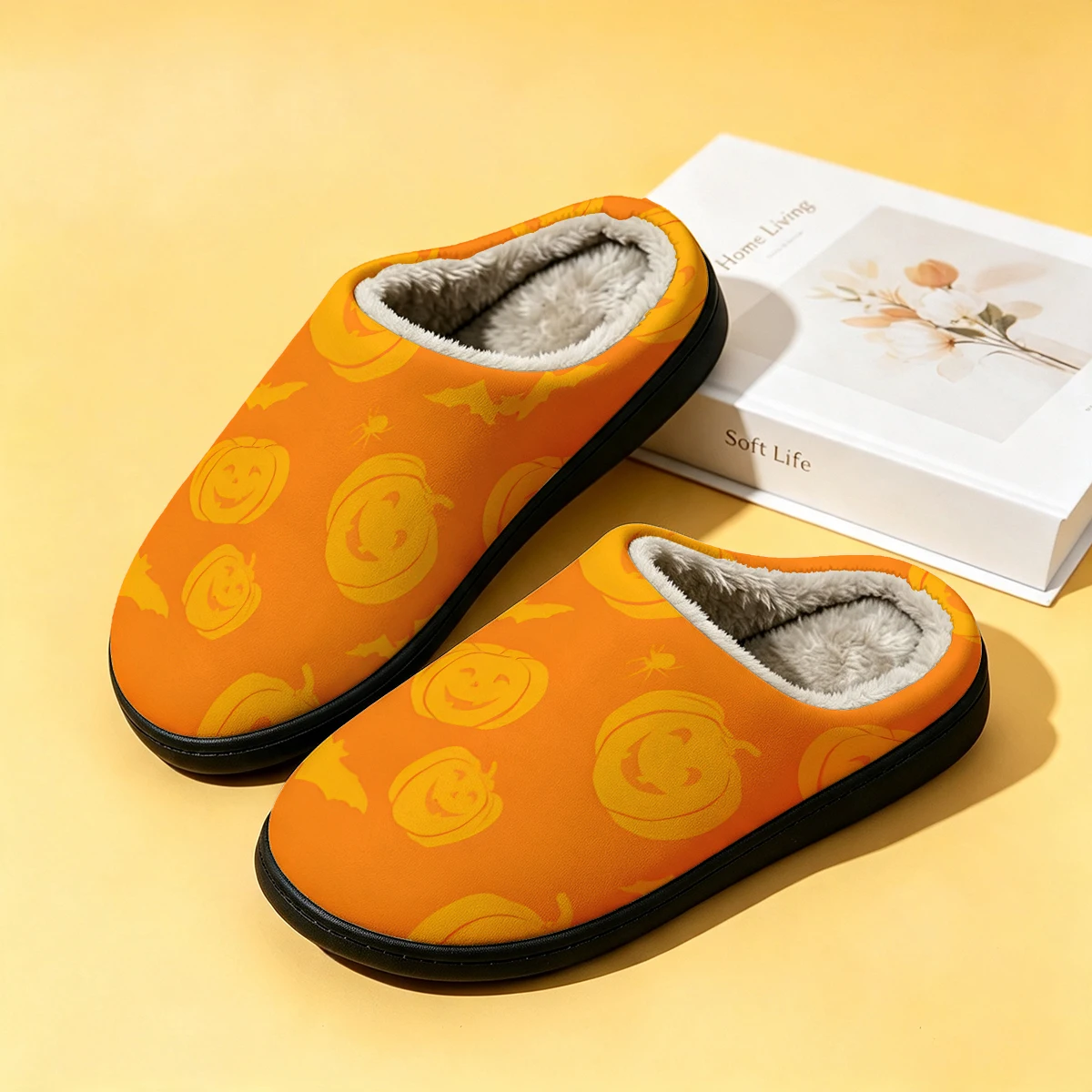 Men Shoes For Winter - Orange Pumpkin Bat Women's Winter High-End