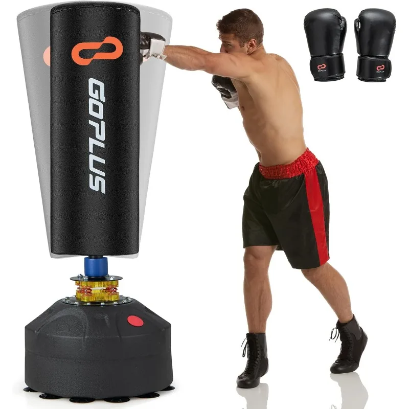 

Goplus Freestanding Punching Bag, 220LBS Heavy Boxing Bag with Gloves, Shock Absorber, 12 Suction Cup Base