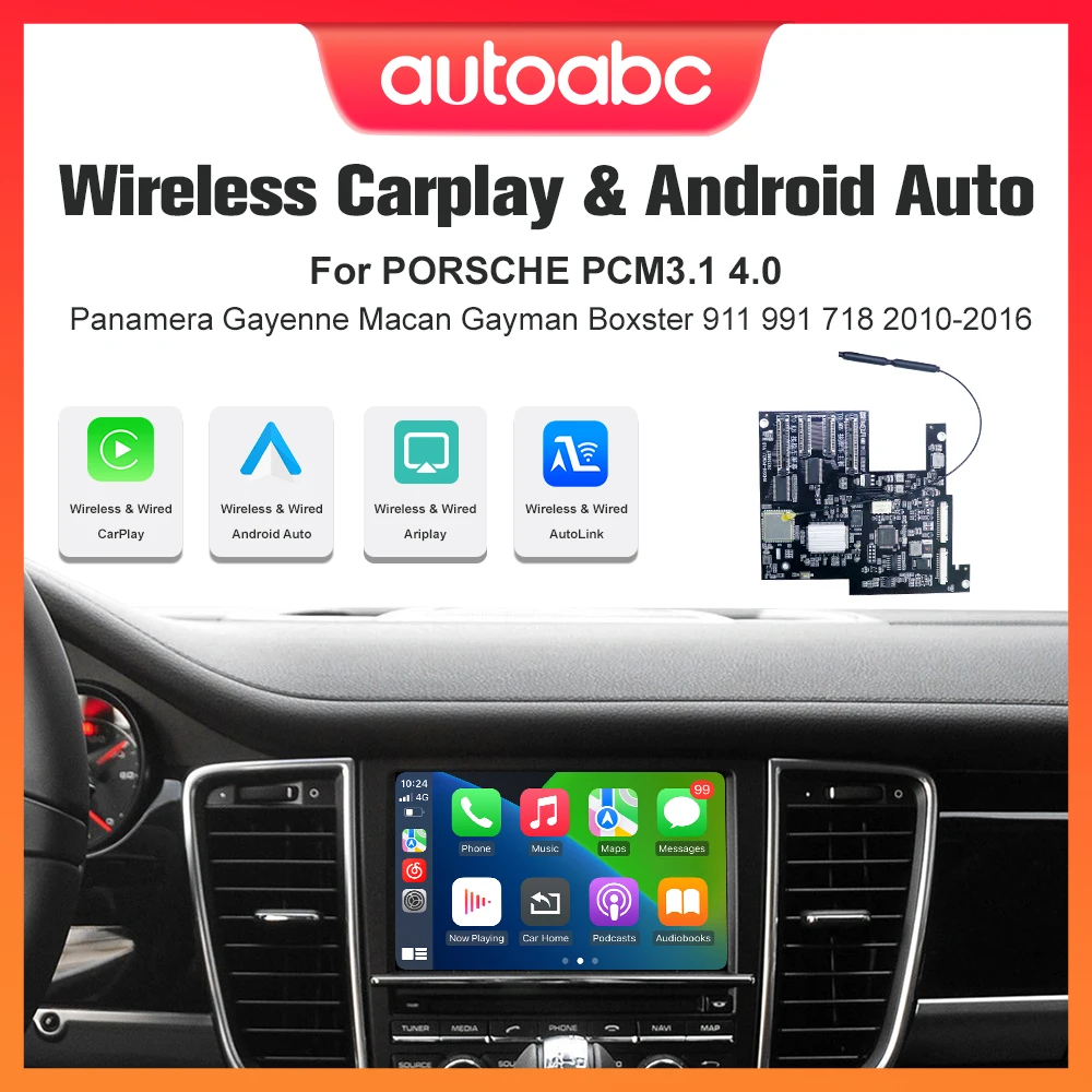 Wireless Carplay Android Auto Module For PCM3.1/4.0 Porsche Panamera Cayenne Macan Cayman Boxster 911 991 718 AirPlay Mirror