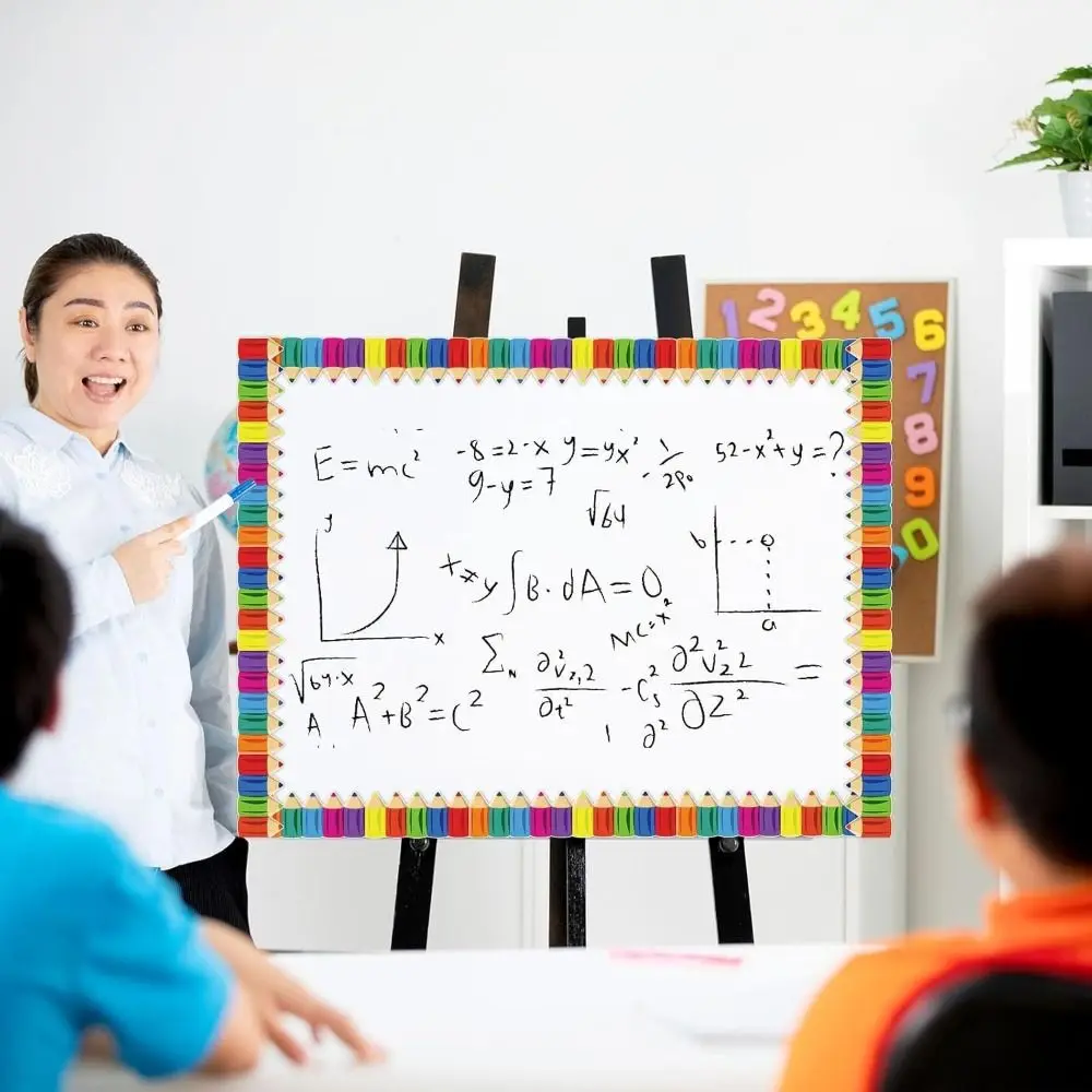 3D Visual Effects Border Trim Self-adhesive DIY Pencil Pattern Border Chalkboard Border Waterproof Noticeboard Trim Home Decor