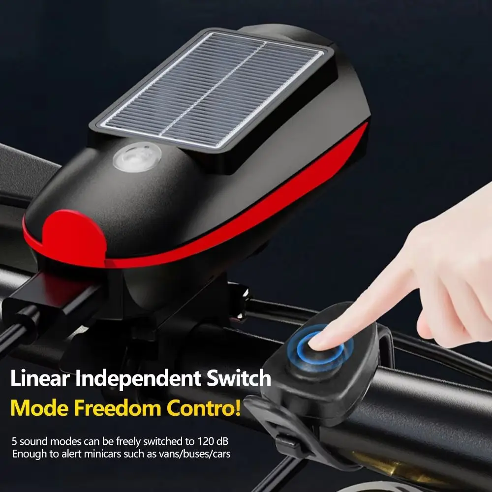 مصباح دراجة يعمل بالطاقة الشمسية مقاوم للماء عالي السطوع USB قابل لإعادة الشحن LED مصباح أمامي للدراجة سهل التركيب مع مصباح أمامي للدراجة #3