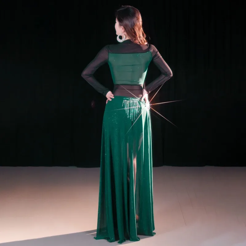 Costumi di danza del ventre personalizzati Dongfang Dance Design originale Orologio con nappa in rete sexy Set di costumi da spettacolo abbigliamento da ballo esotico