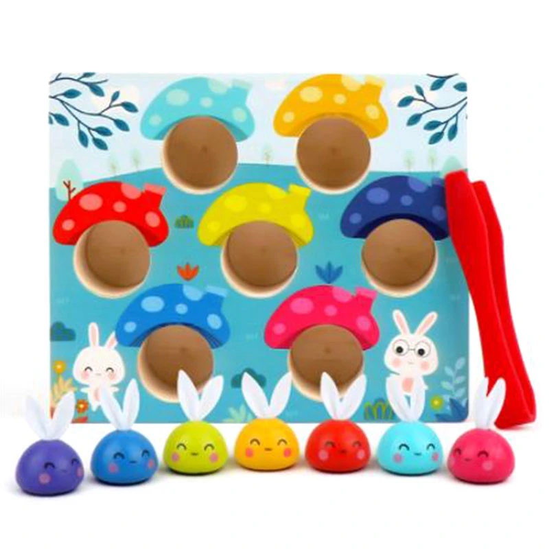 Mushroom  Color Matching Game Wooden Toys Children Early Education Learning Toys Funny Gifts For Kids