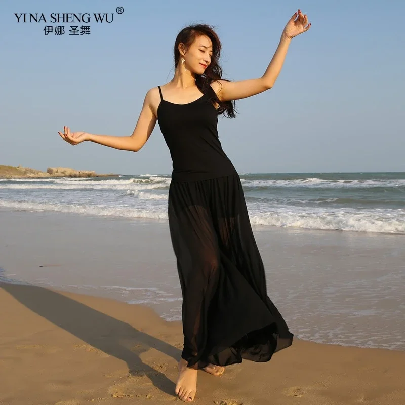 Costume d'entraînement de danse du ventre pour femmes, Costume Modal 2 pièces (haut pantalon/pantalon), vêtements de danse orientale pour filles, pantalons amples noirs, nouveau