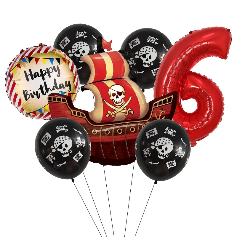 Piratenschiff-Folienballon mit Nummer 1-9 Piraten-Themen Geburtstag Halloween Deko für Innen und Außen Festival-Szenendekoration Zubehör – Detail 7