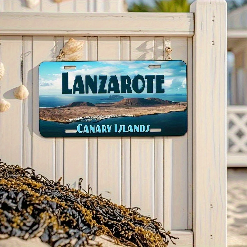 Lanzarote Canary Islands Coastal Island Volcanic Landscape Tropical Travel Style 2D Flat Printed License Plate Aluminum Metal Pa