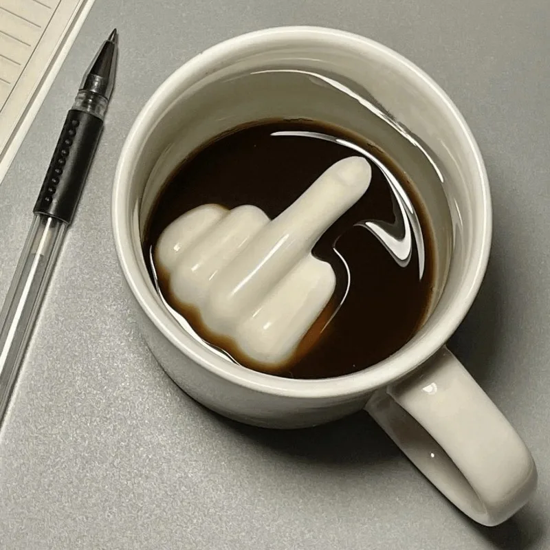 

Personality Middle Finger Ceramic Coffee Cup 3D Funny Tea Mug Novelty Gift For Men Women Christmas Birthday Office Bar Decor