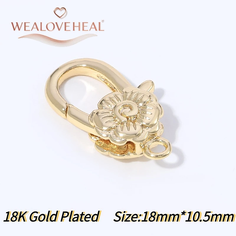 armband verschluss, 18K vergoldete Messing-Blumen-Karabinerhaken-Verbinder, Rosenfeder-Verschlüsse für DIY-Schmuckherstellung und Perlenarbeiten – Detail 20