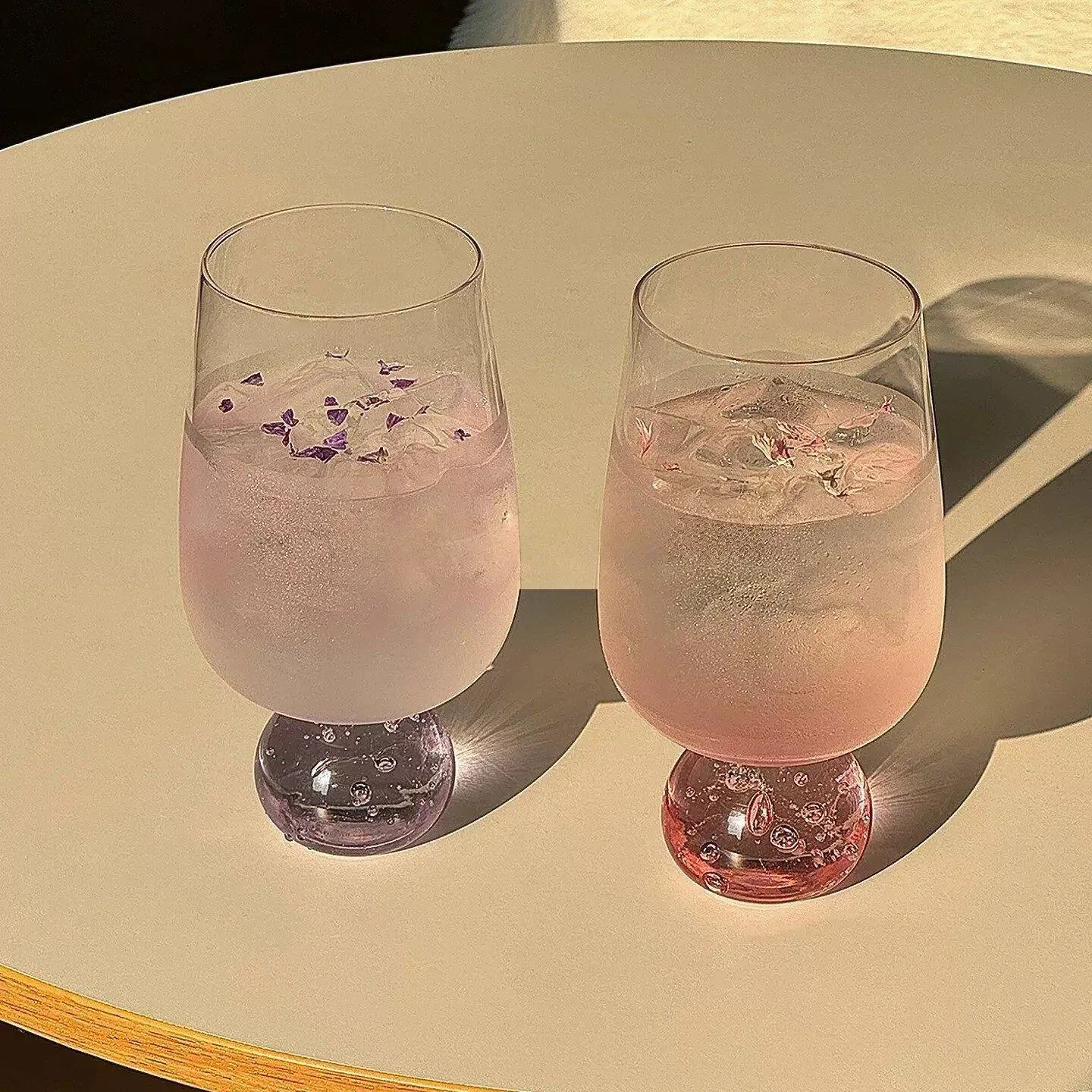 Round Bubble Base Cocktail Glass, High Aesthetic Glass Juice Cup, Cold Drink & Americano Coffee Cup, Elegant Bubble Wine Glass