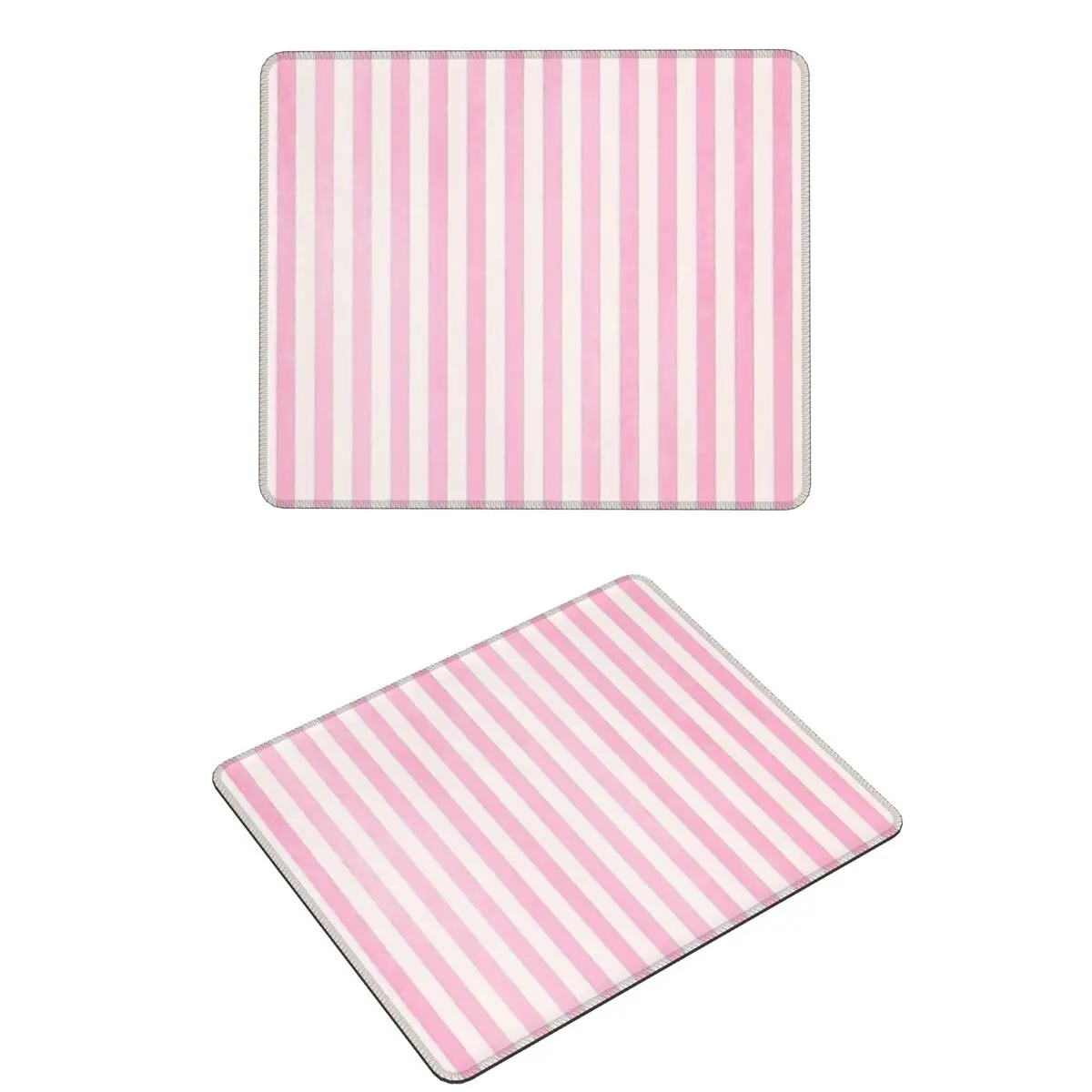 แผ่นรองเมาส์ลายทางสีขาวสีชมพูอ่อน แผ่นรองเมาส์คีย์บอร์ดคอมพิวเตอร์ แผ่นรองโต๊ะสำหรับเล่นเกมพีซี อุปกรณ์สำนักงาน แผ่นรองโต๊ะ