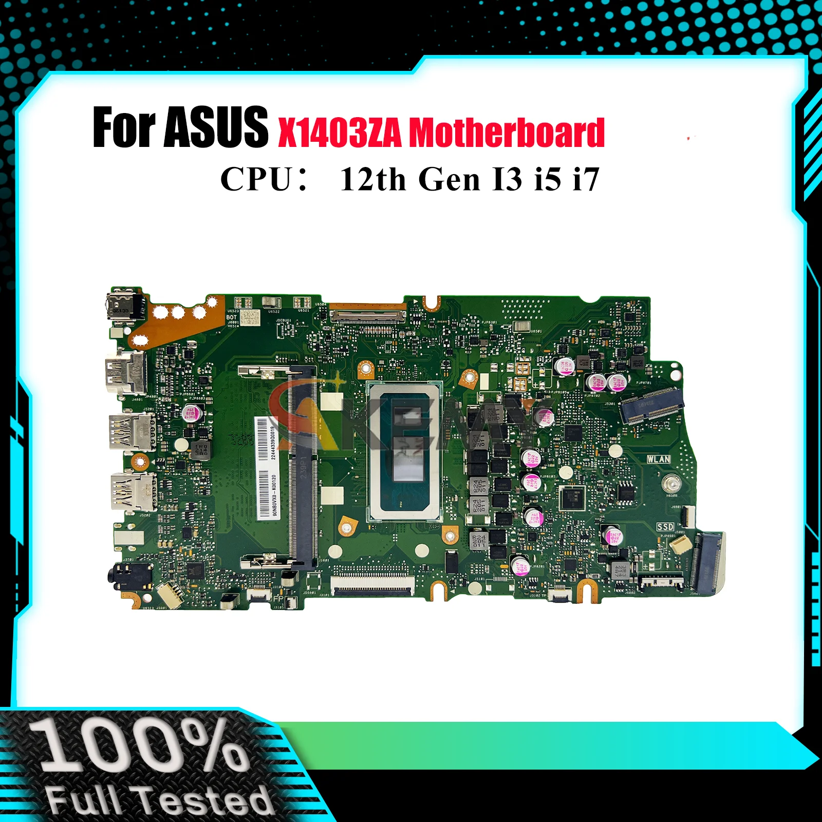 X1403ZA Laptop Motherboard For ASUS VivoBook X1403Z X1403ZA Notebook Mainboard With 12th Gen I3 i5 i7 100% tests OK fast ship