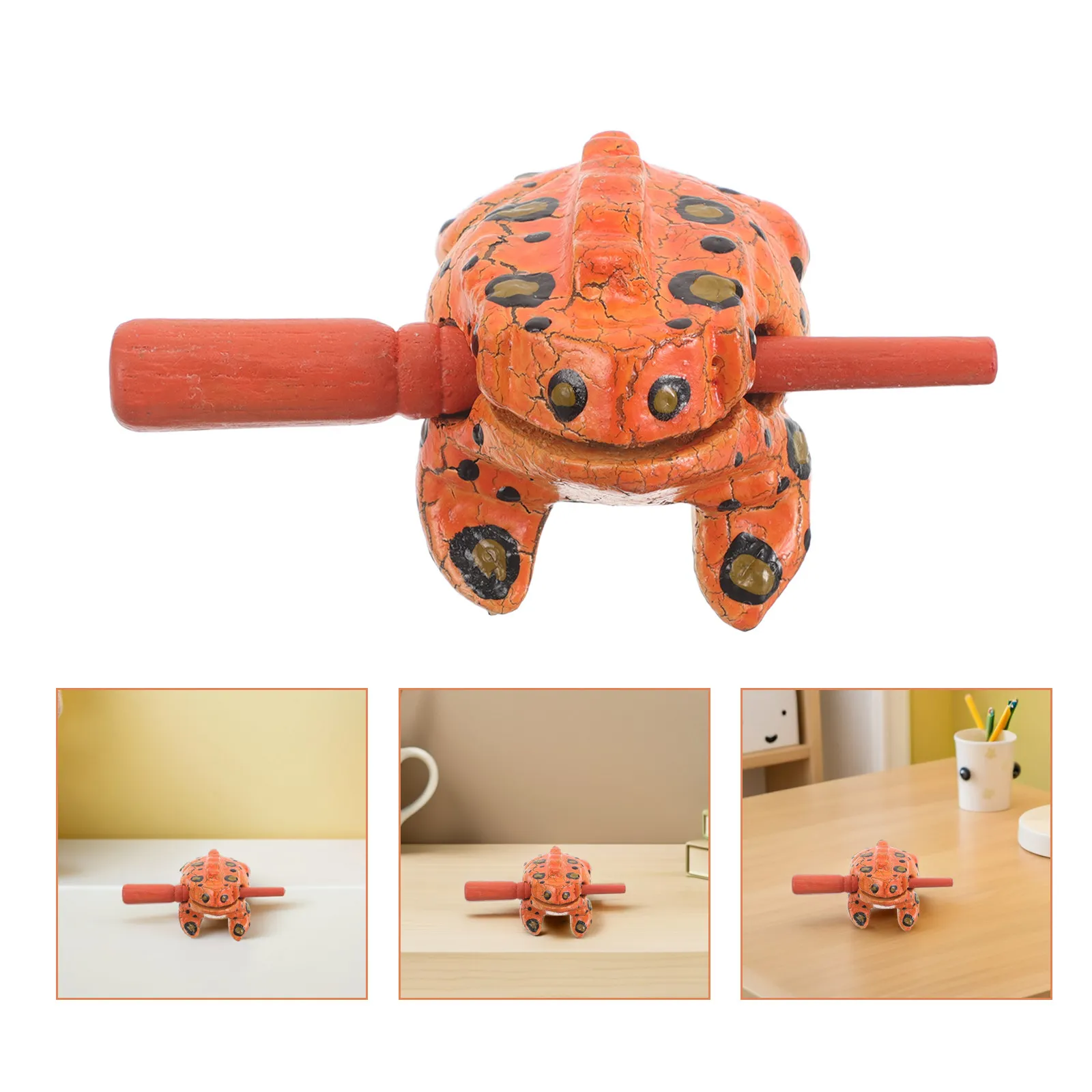 1Set Wooden Frog Guiro Percussion Instrument Orange Beginner Music Education Classroom Rhythm Frog Sound Maker Band
