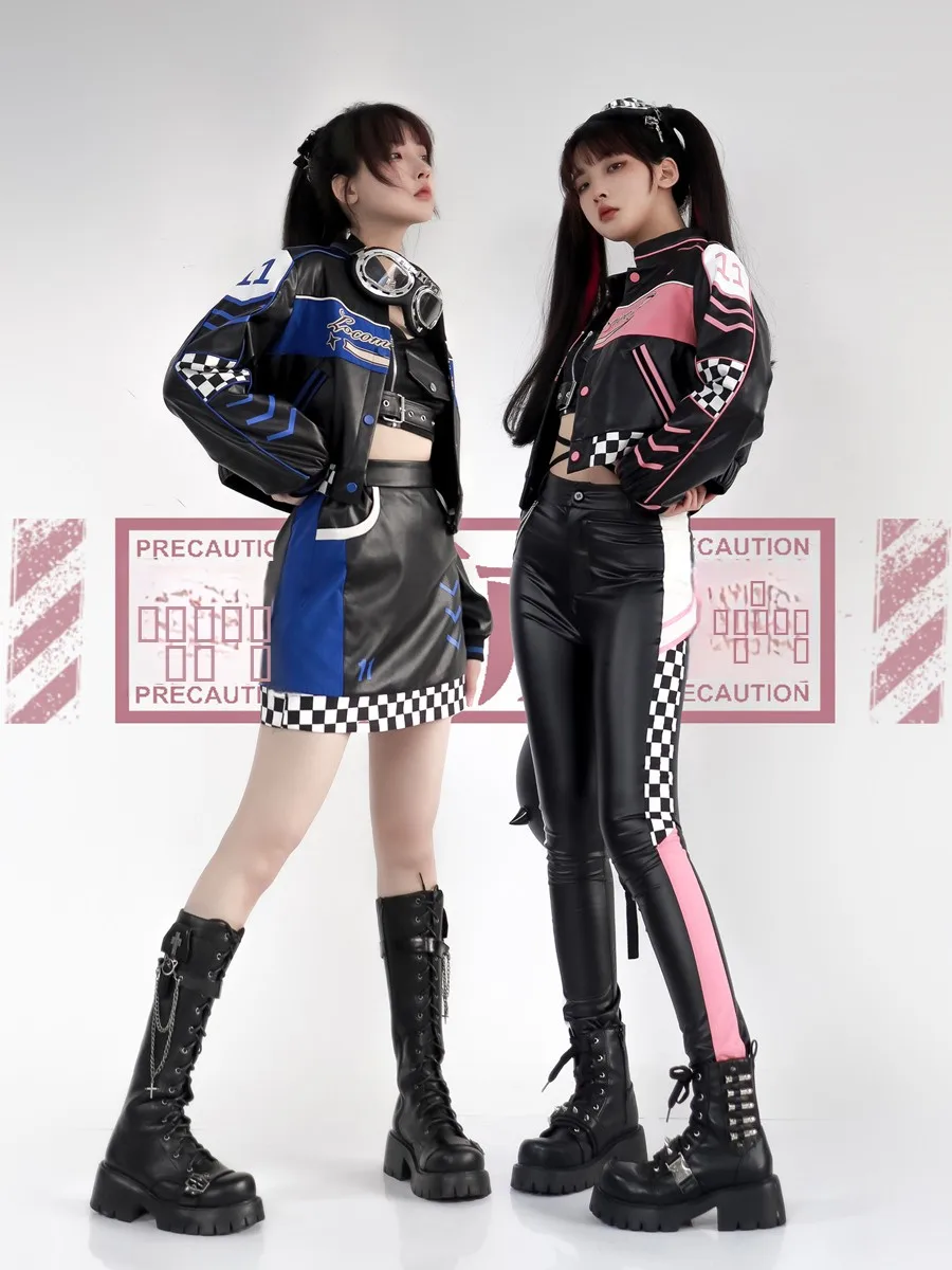 American Sle Motorcycle Jaet ort Skirt Tight Pants orm Design Hot Girl Outerwear Sato Supun Street Sle Polyester