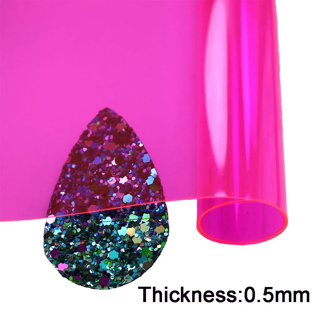 30x120CM 0.5mm Neon Red Yellow Green Clear Transparente PVC Vinyl Fabric Soft Glass Cloth Waterproof For Bag Bow DIY BH051