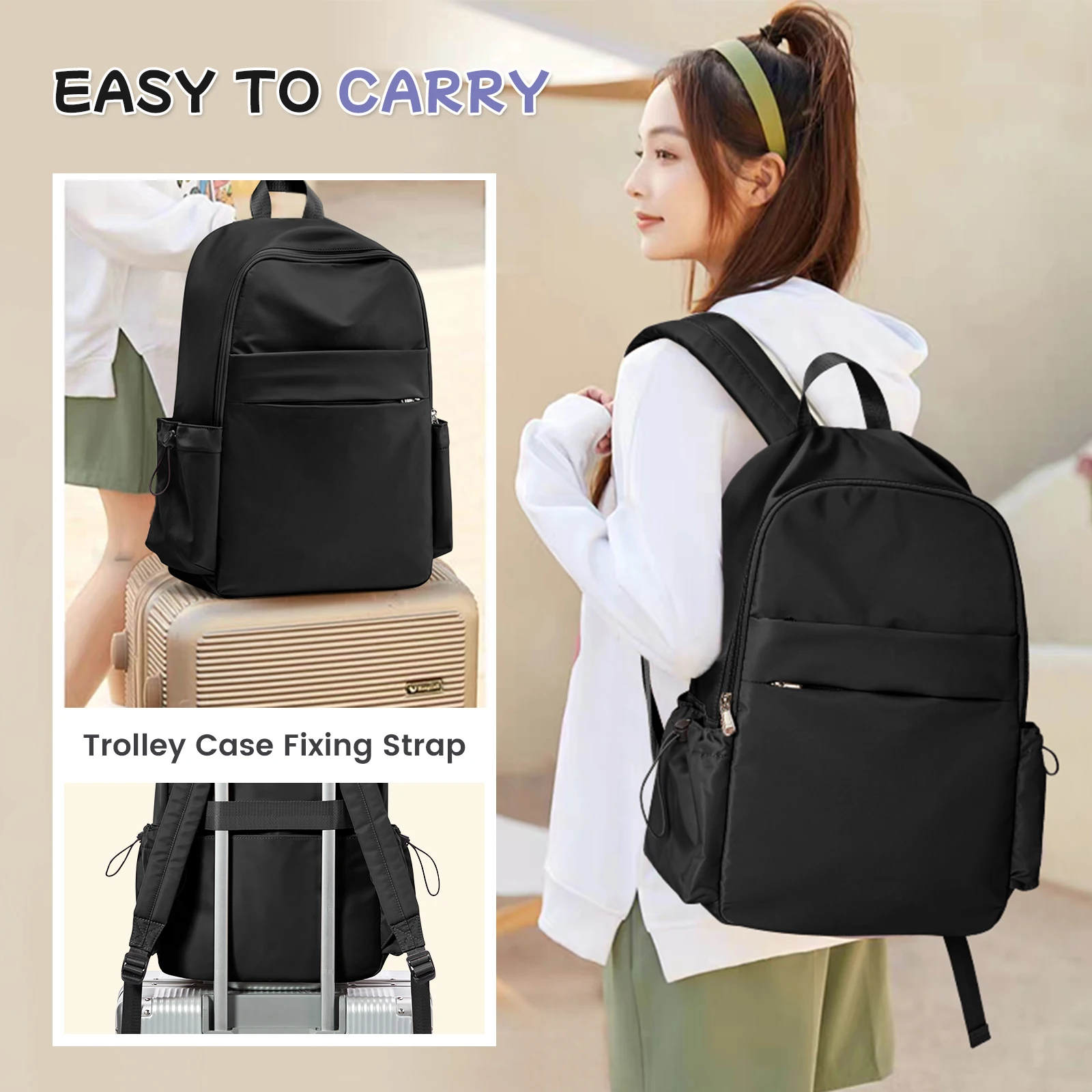 ﻿ Women School Backpack for Teenagers Girls Waterproof Preppy Casual Bookbags Simple Lightweight Travel Daypack Laptop Backpack