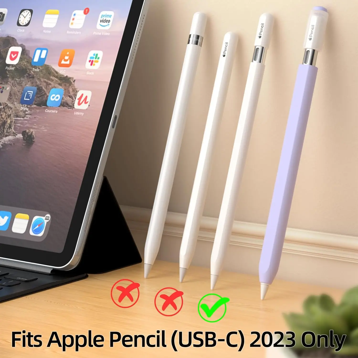 Pour Apple Pays l 3 USB C étui à crayons couverture légère souple anti-chute en silicone souple étui de protection pour Apple Pays l 3 USB-C