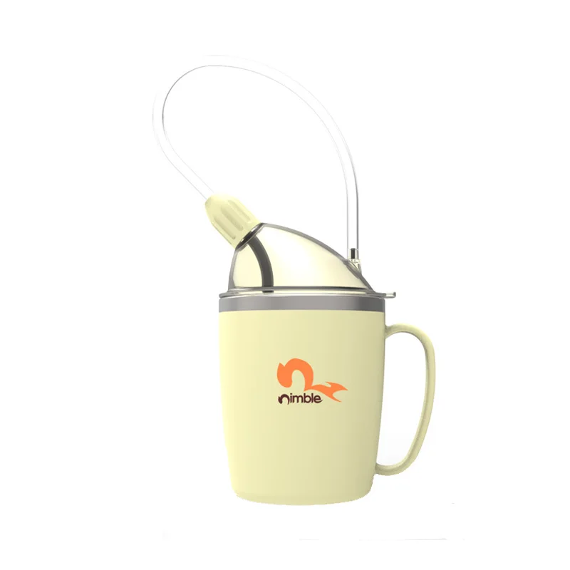 Liquid drinking straw cup nursing cup for the elderly lying in bed for lying-in women, light thermos cup for the elderly lying