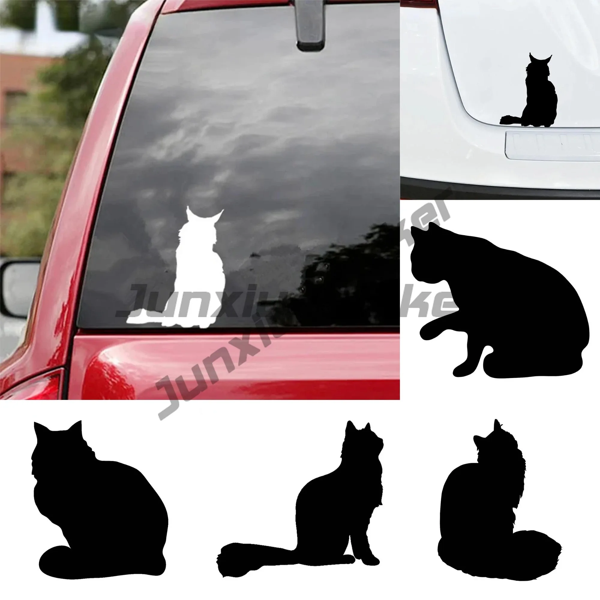 

Car Stickers Cartoon Maine Coon Cat Vinyl Decals Car Motorcycle Bumper Body Rear Window Decorative Decals