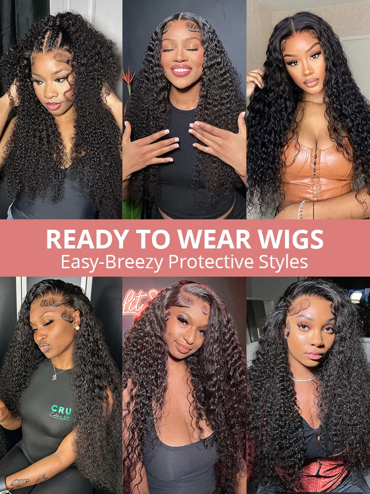 40 Inch Deep Wave 13x4 13x6 Lace Frontal Wig Glueless Human Hair Wig Brazilian PrePlucke Water Curly 360 HD Lace Front Wigs 250%