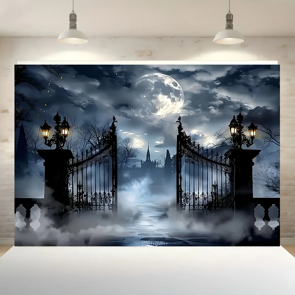 1 Piece Gothic Castle Backdrop Wall Hanging Horror Halloween Party Decoration Photo Booth Backdrop Indoor/Outdoor Tapestry